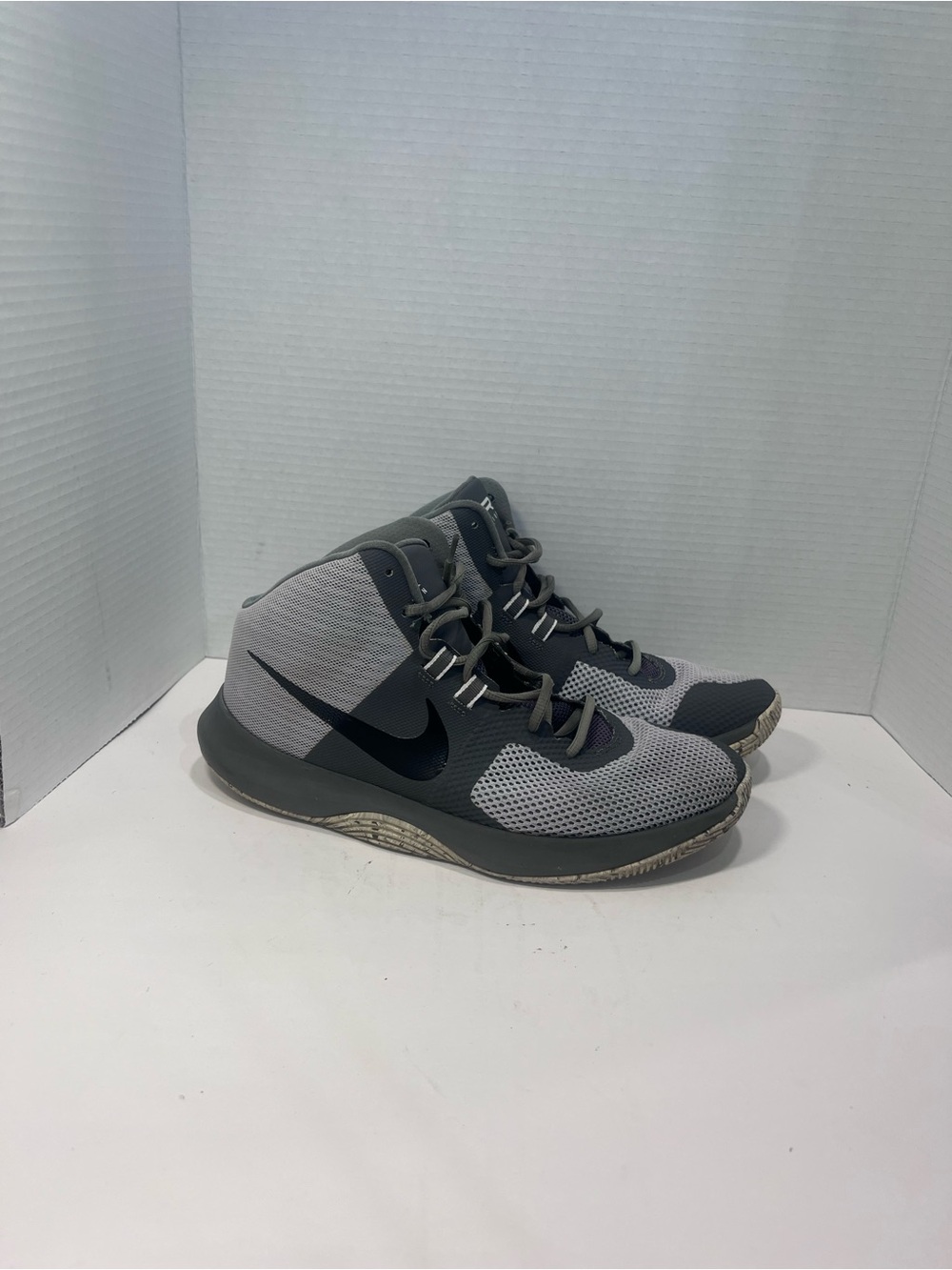Nike Gray and Black High-Top Basketball Shoes